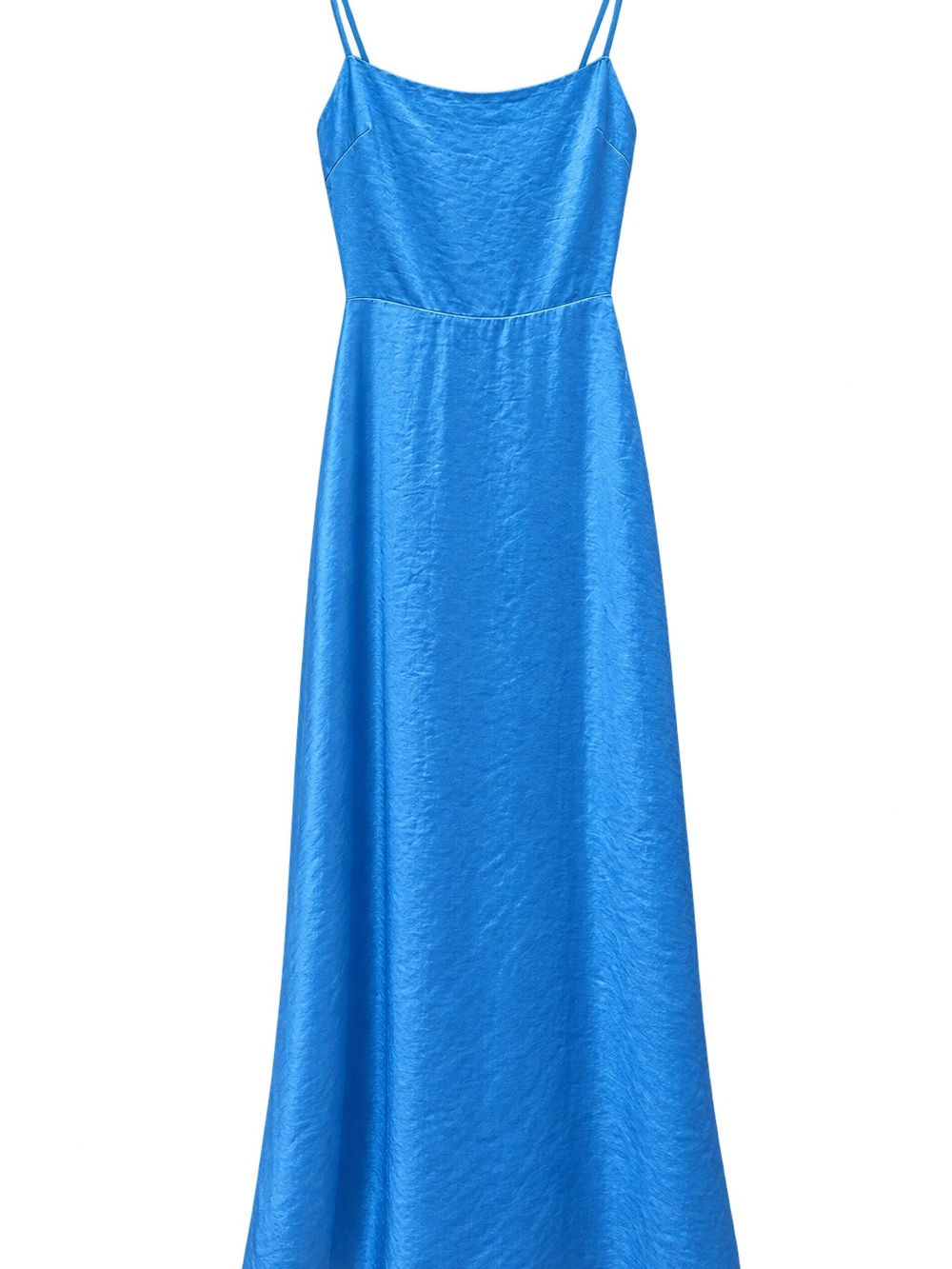 Wilfred Bright Blue Satin Spaghetti Strap Formal Dress